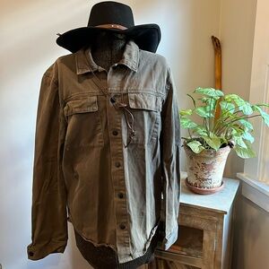 Forever 21 Men’s Olive Green Shirt Jacket Snaps Large (fits like M)